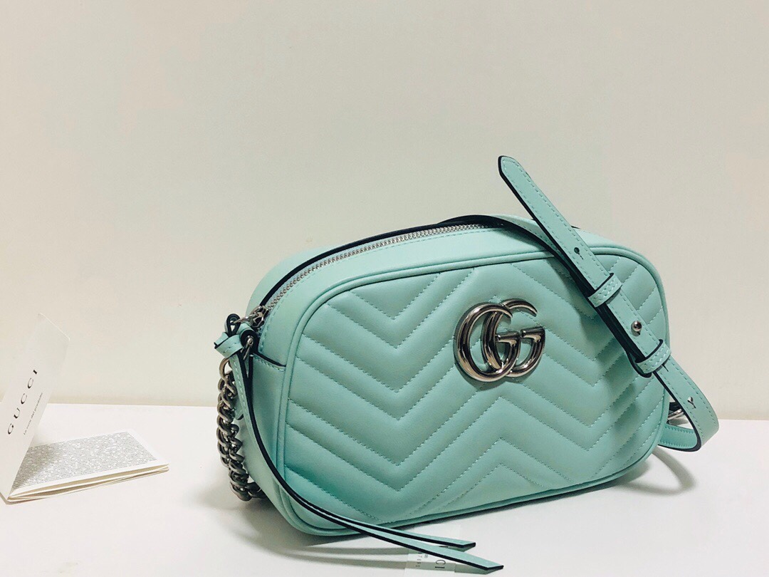 Gucci GG Marmont Small Matelasse Shoulder Bag 447632 Green